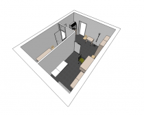 Úpravy bytů, dispozic a interiérů - Hmotový model zařízení ordinace