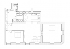 Úpravy bytů, dispozic a interiérů - Půdorys úprav bytu na Smíchově