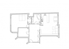 Úpravy bytů, dispozic a interiérů - Půdorys úprav bytu na Vinohradech